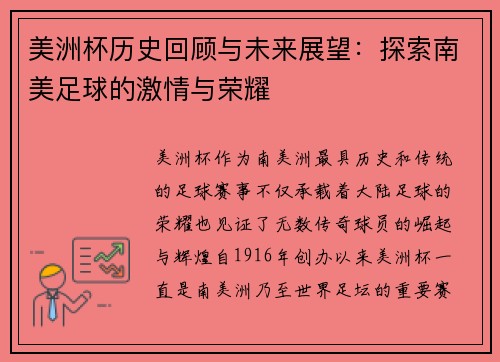 美洲杯历史回顾与未来展望：探索南美足球的激情与荣耀